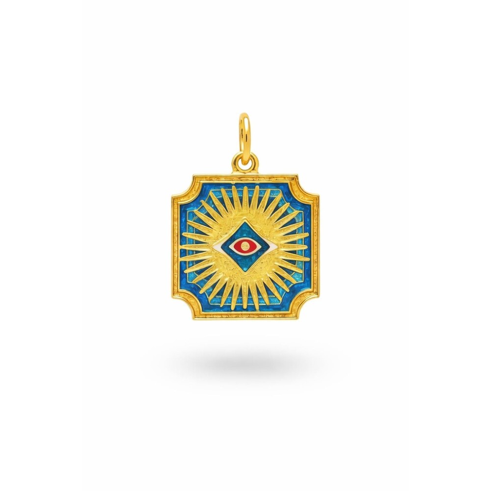MEHAMEME Sun Eye Kamea Charm – Hebrew Symbol Pendant for Necklace or Keys –